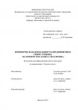 Коммерческая деятельность предприятия в сфере туризма (на примере ООО "Байкал Эксклюзив")