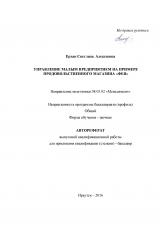 Управление малым предприятием на примере продовольственного магазина "Фея"