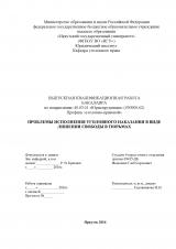 Проблемы исполнения уголовного наказания в виде лишения свободы в тюрьмах