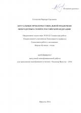 Актуальные проблемы социальной поддержки многодетных семей в Российской Федерации