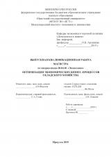 Оптимизация экономических бизнес-процессов складского хозяйства