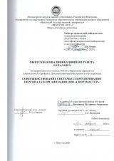 Совершенствование системы стимулирования персонала в организации ООО "Спортмастер"