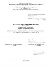 Оценка экономической деятельности производственного предприятия на продовольственном рынке