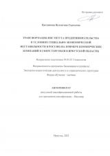 Трансформация института предпринимательства в условиях социально-экономической нестабильности в России (на примере коммерческих компаний в сфере торговли в Иркутской области)