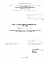 Экономическая деятельность организации на рынке сантехнического оборудования