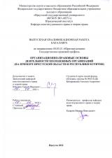 Организационно-правовые основы деятельности молодежных организаций в Иркутской области и в Республике Бурятия