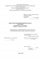 Экономическая эффективность деятельности предприятия сферы общественного питания
