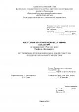 Организация функционирования коммерческого предприятия на рынке энергетики