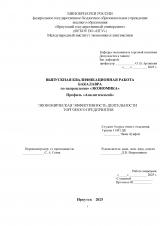 Экономическая эффективность деятельности торгового предприятия