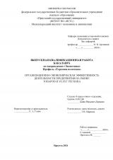 Организационно-экономическая эффективность деятельности предприятия на рынке товаров и услуг региона