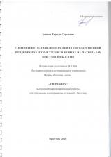 Современное направление развития  государственной поддержки малого и среднего бизнеса на материалах Иркутской области