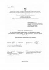Психолого-педагогические условия коррекции агрессивного поведения детей старшего дошкольного возраста