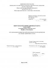 Организация коммерческой деятельности предприятия на рынке цифровых услуг