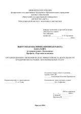 Организационно-экономическая эффективность деятельности предприятия на рынке автомобильных услуг