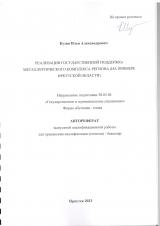Реализация государственной поддержки металлургического комплекса региона (на примере Иркутской области)