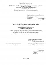 Организация и функционирование коммерческого предприятия на рынке медицинских услуг