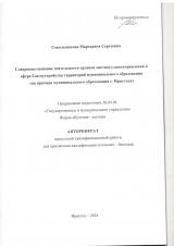 Совершенствование деятельности органов местного самоуправления в сфере благоустройства территорий муниципального образования (на примере муниципального образования г. Иркутска)