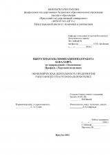 Экономическая деятельность предприятия работающего на региональном рынке