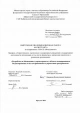 Разработка и обоснование стартап-проекта в области планирования и бюджетирования в системе финансового управления предприятием