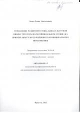 Управление развитием социально-культурной инфраструктуры на муниципальном уровне (на примере Иркутского районного муниципального образования)