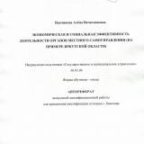 Экономическая и социальная эффективность деятельности органов местного самоуправления (на примере Иркутской области)