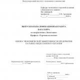 Оценка экономической эффективности предприятия на рынке общественного питания