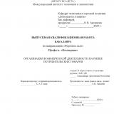 Организация коммерческой деятельности на рынке потребительских товаров