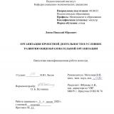 Организация проектной деятельности в условиях развития общеобразовательной организации