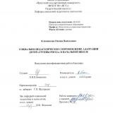 Социально-педагогическое сопровождение адаптации детей "группы риска" в начальной школе