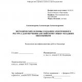 Методические основы создания электронного ресурса для обучения английскому языку младших школьников