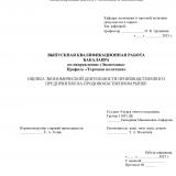 Оценка экономической деятельности производственного предприятия на продовольственном рынке