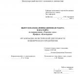 Организация логистической деятельности коммерческого предприятия