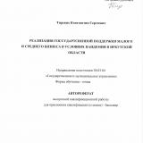 Реализация государственной поддержки малого и среднего бизнеса в условиях пандемии в Иркутской области