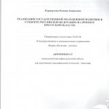 Реализация государственной молодежной политики в субъекте Российской Федерации (на примере Иркутской области)