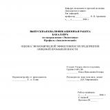Оценка экономической эффективности предприятия пищевой промышленности