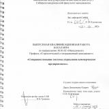 Совершенствование системы управления коммерческим предприятием
