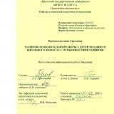 Развитие познавательной сферы у детей младшего школьного возраста с особенностями развития