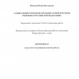 Социальные проблемы молодых семей и пути их решения в Российской Федерации